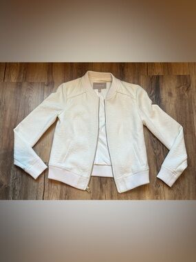 Banana Republic Cream Textured Bomber Jacket